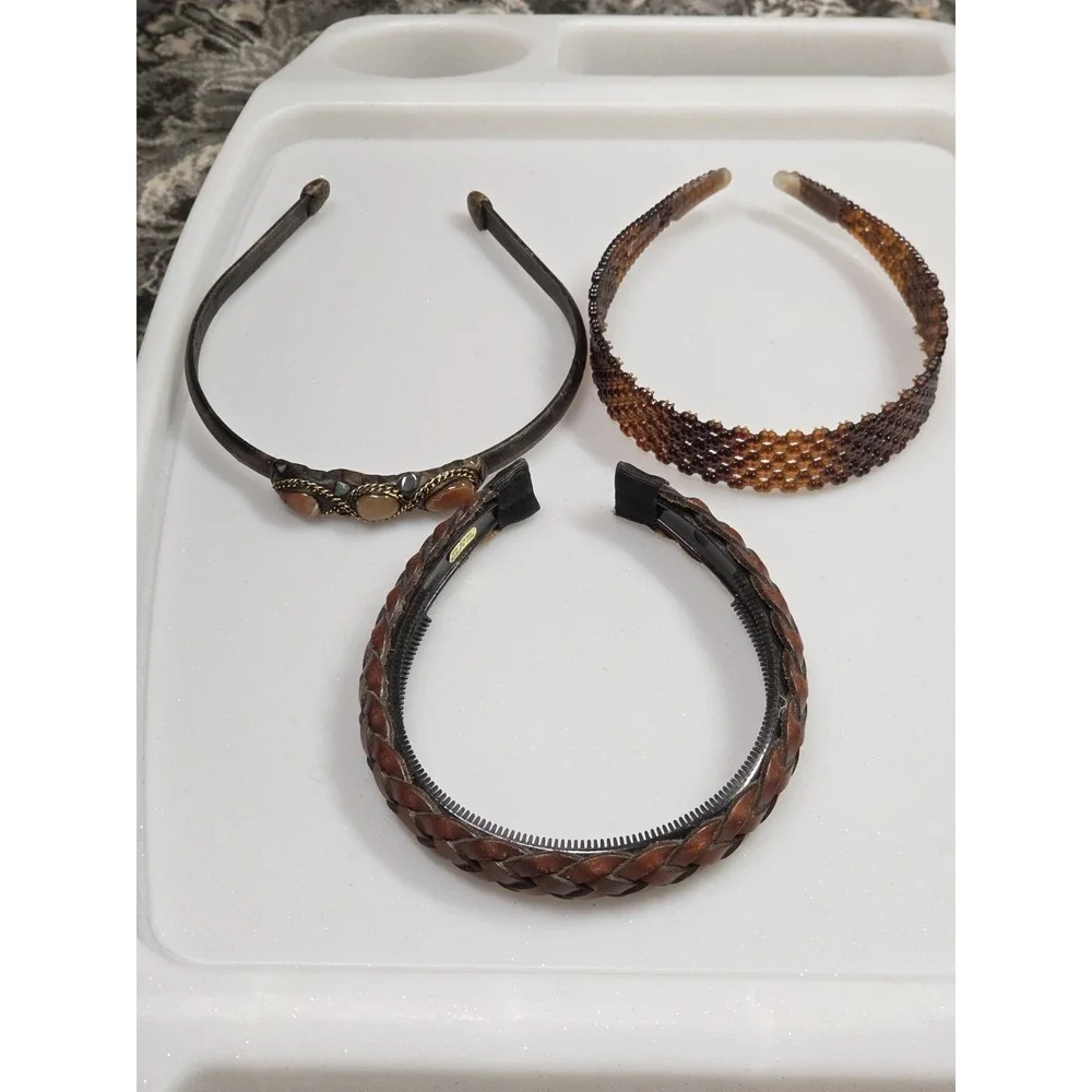 VTG 1990s Goody Brown Headbands BOHO EUC Hair Accessories 3 Pc Lot